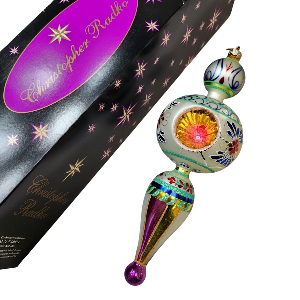 Christopher Radko Blue Danube Triple Indent Reflector Drop Ornament Poland   Box